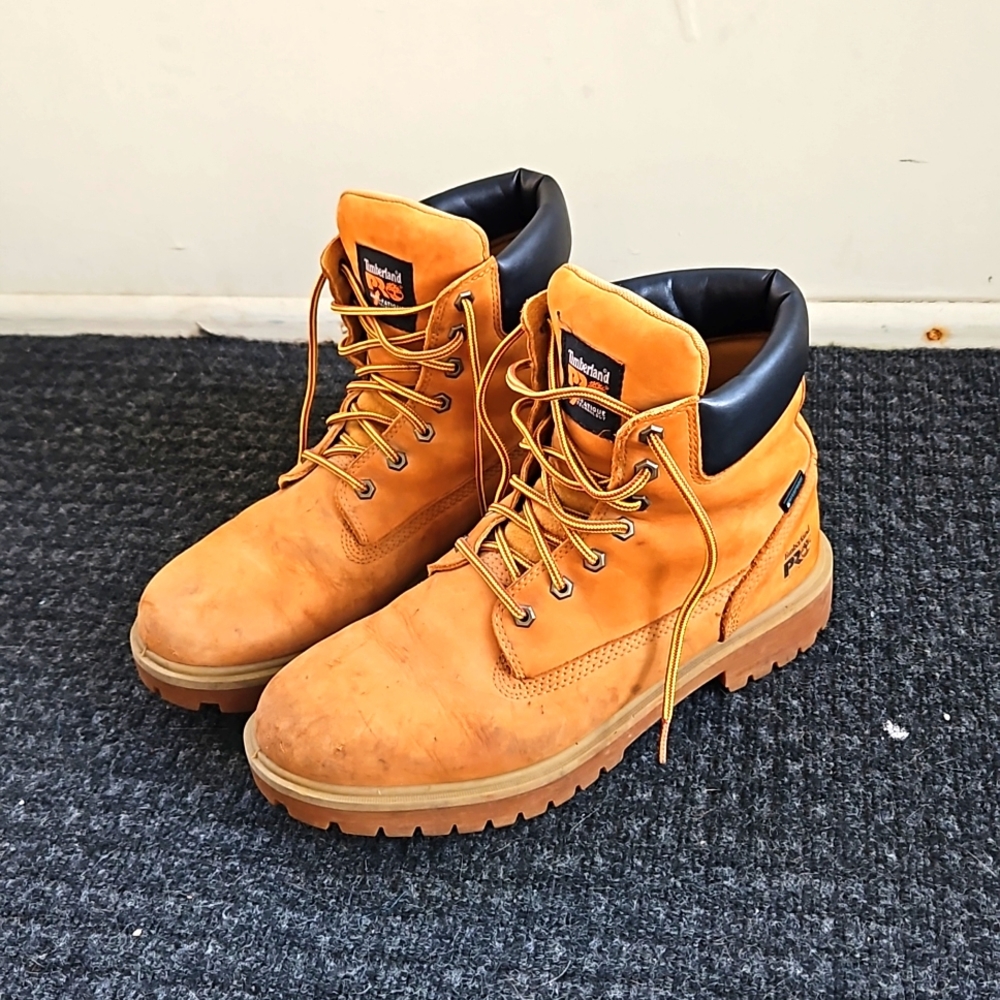 Timberland waterproof work boots men's wheat color size 12